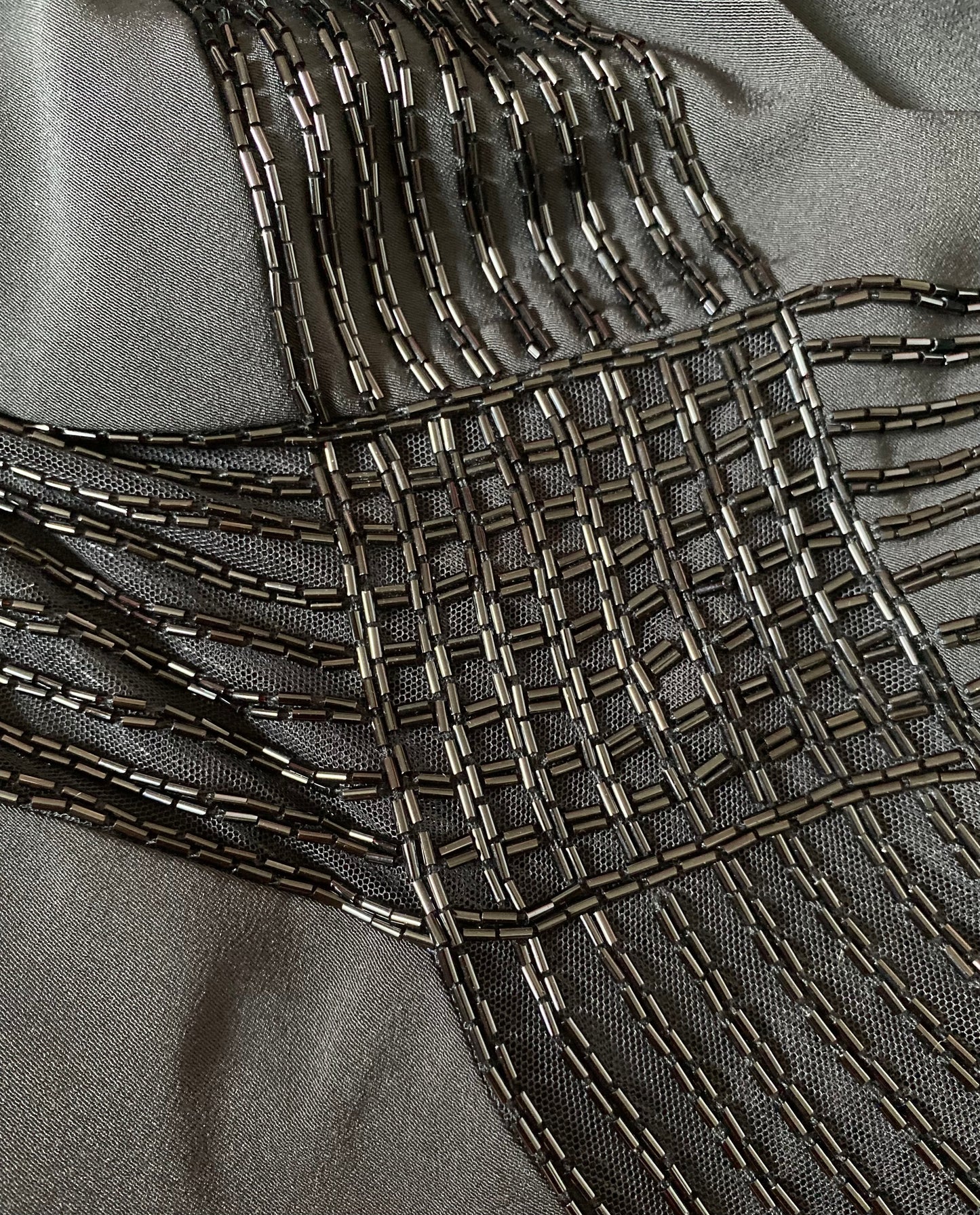 Frank Usher black beaded evening dress UK 12