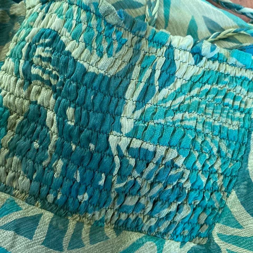 Principles green 100% silk print halter neck summer dress UK 12