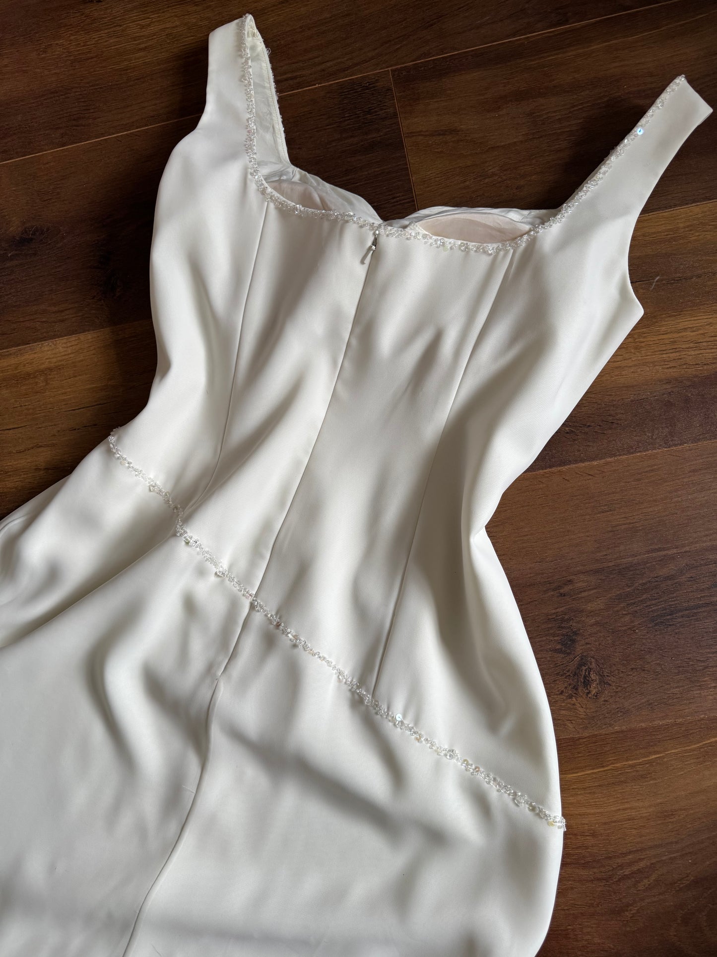 Ivory beaded chic wedding dress uk 16