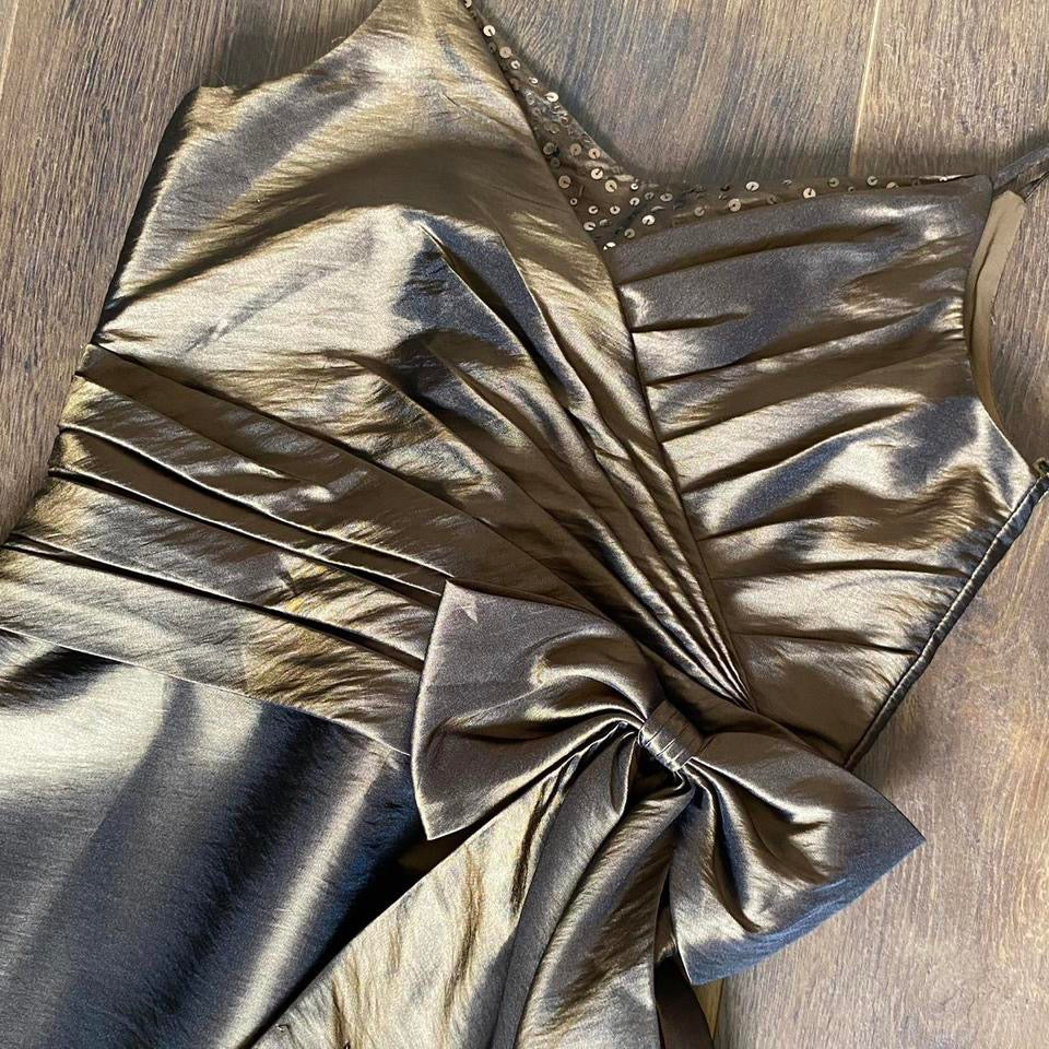 Veromia brown satin a-line gown UK 10