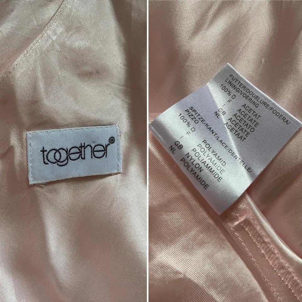 Baby pink slip lace evening dress UK 12