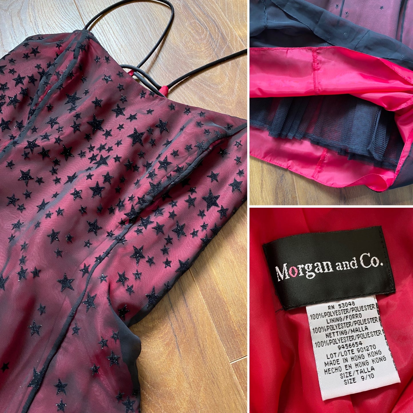 Red glittery star a-line prom dress uk 10