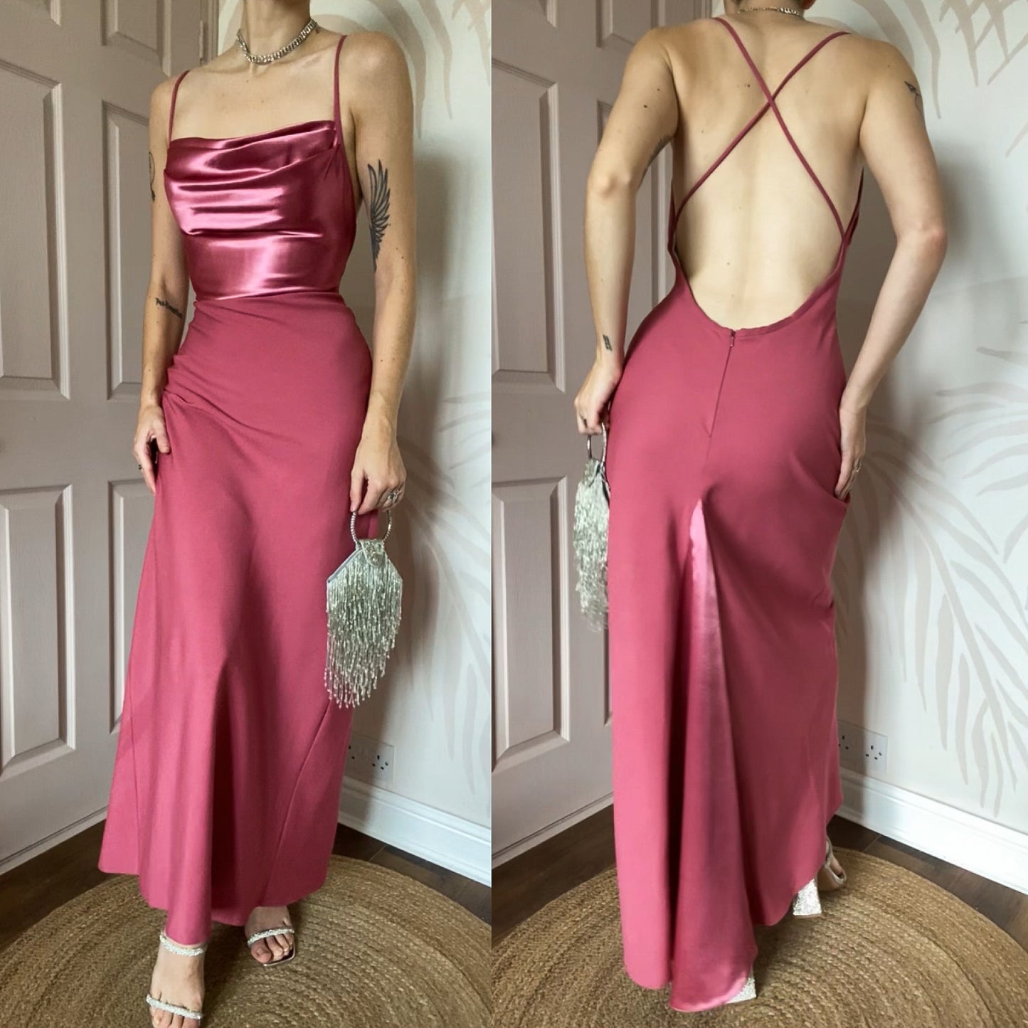 Dawn Stretton dusky pink evening dress UK 12