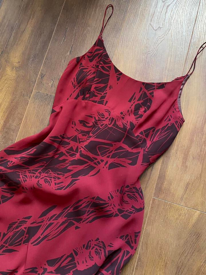 After Six red print slip dress & shawl UK 10