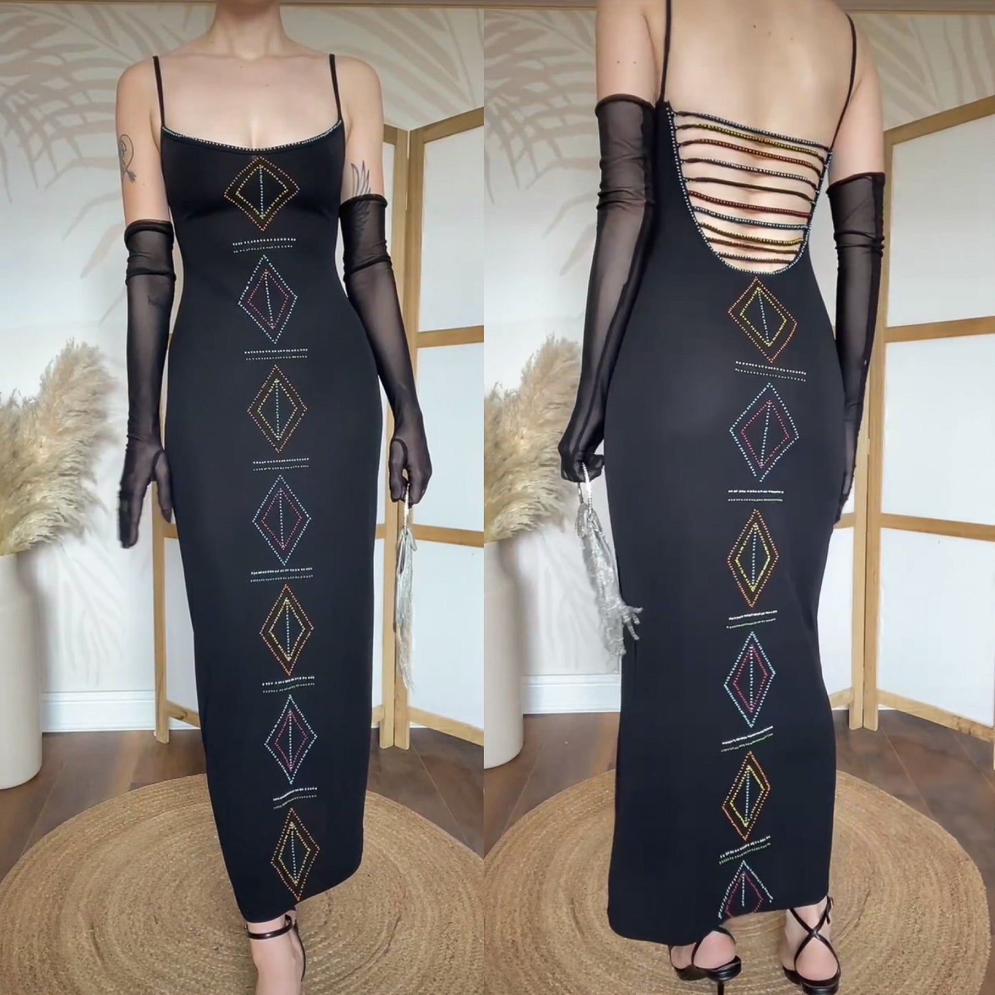 Karen Millen 90s beaded bodycon dress uk 8-10