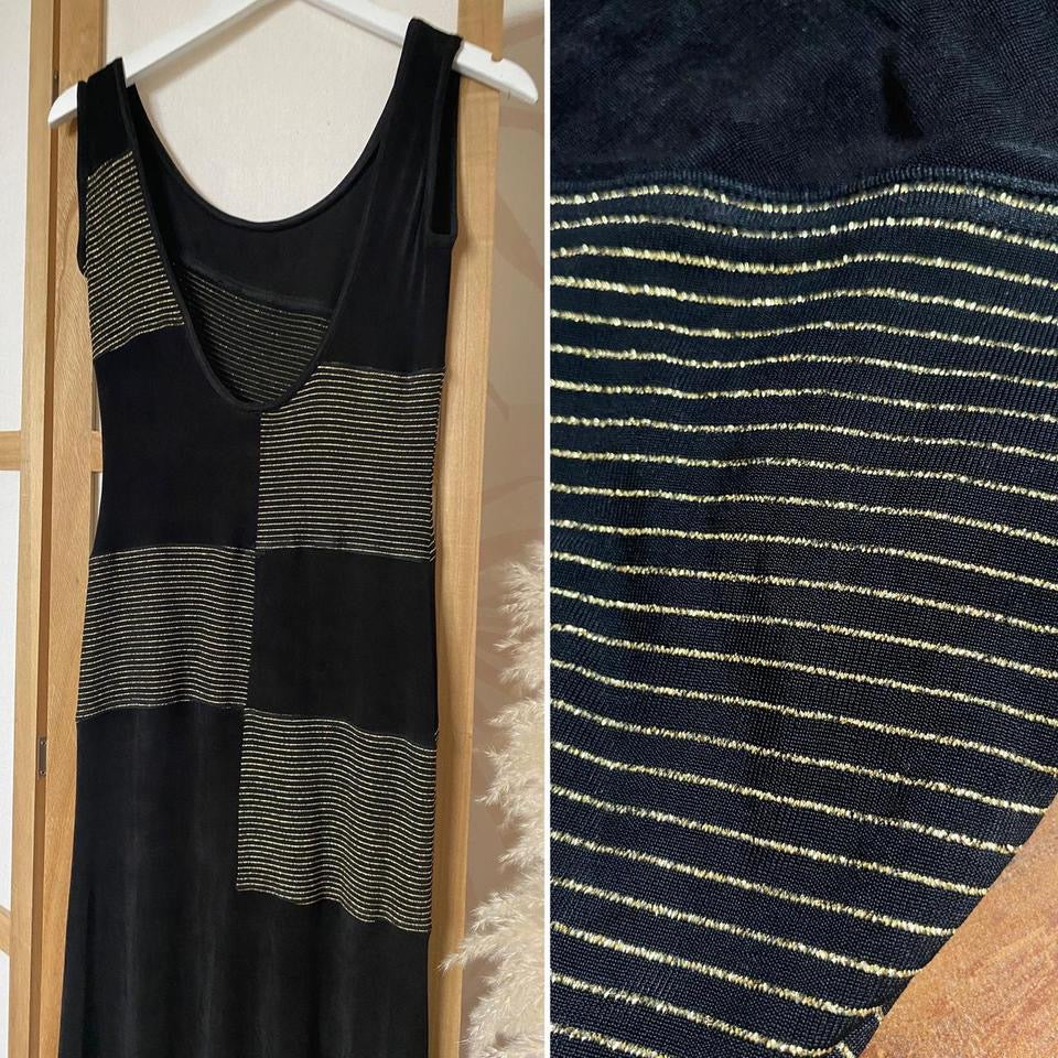 Bernshaw black & gold stretchy bodycon dress uk 10