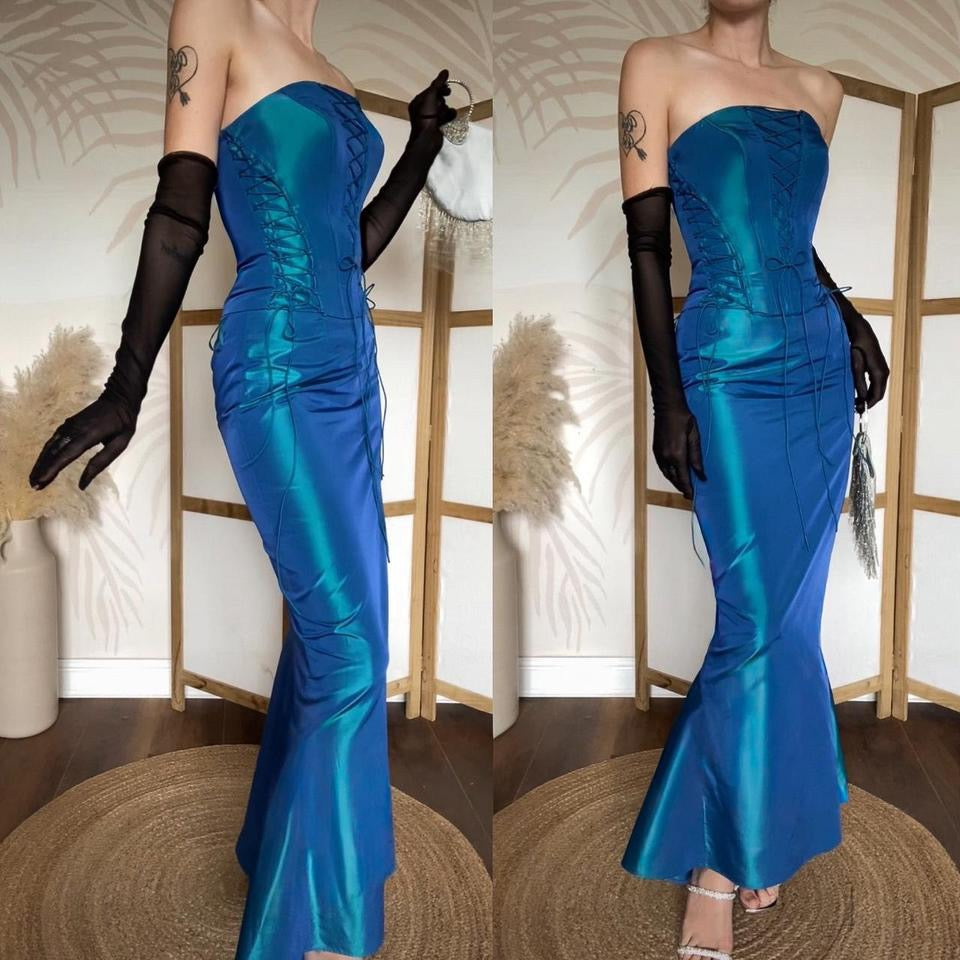 John Charles blue taffeta 2 piece prom set uk 10