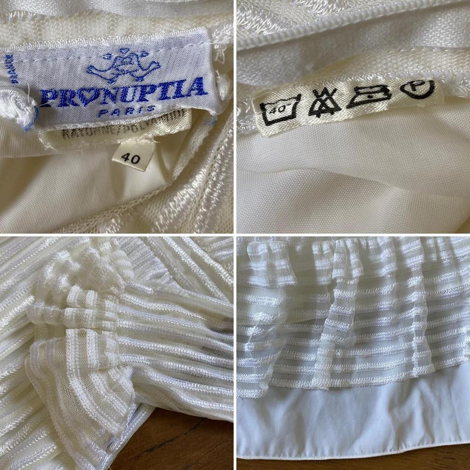 Pronuptia vintage 70s stripe long sleeve wedding dress uk 10