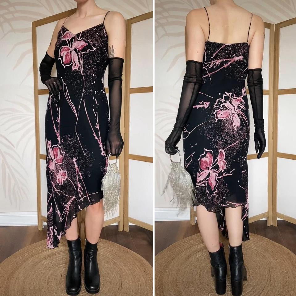 Joseph Ribkoff black & pink slip dress uk 12