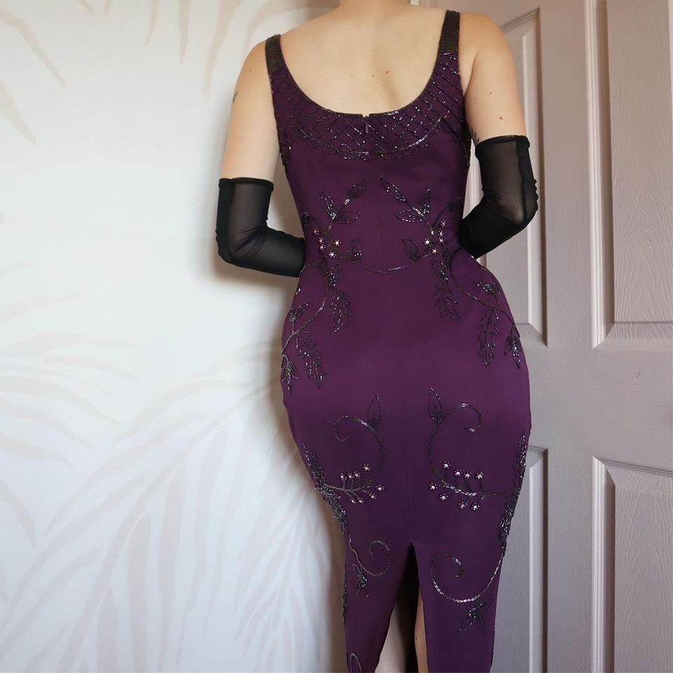 YVE London 100% silk beaded dress UK 12