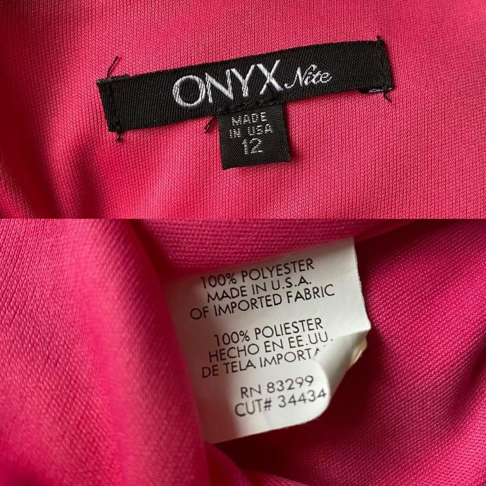 Silky pink ombré diamanté evening dress UK 14