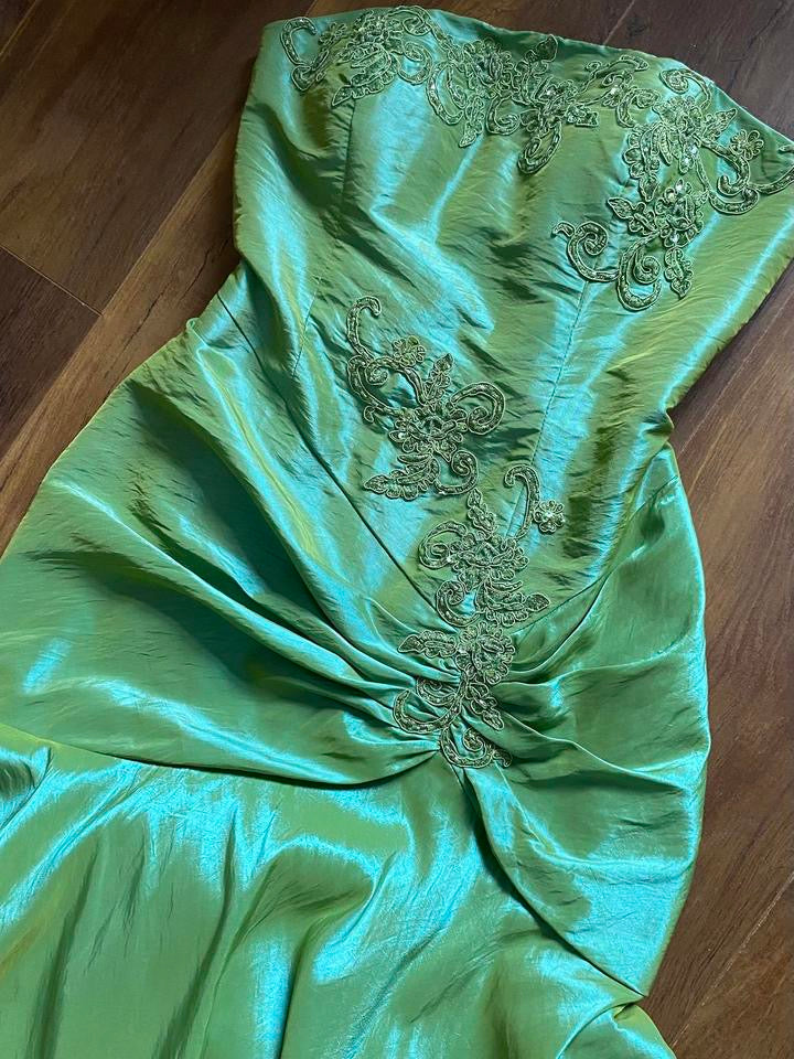 Jora green strapless prom dress & shawl uk 12