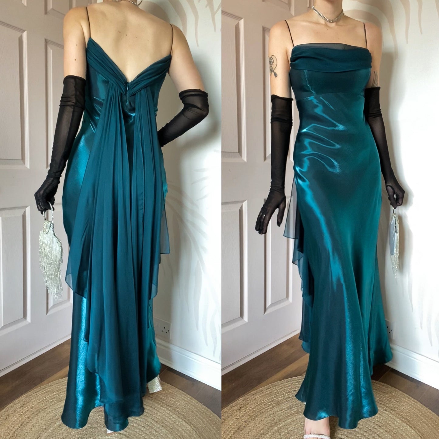 Teal Dave & Johnny silky evening dress UK 12