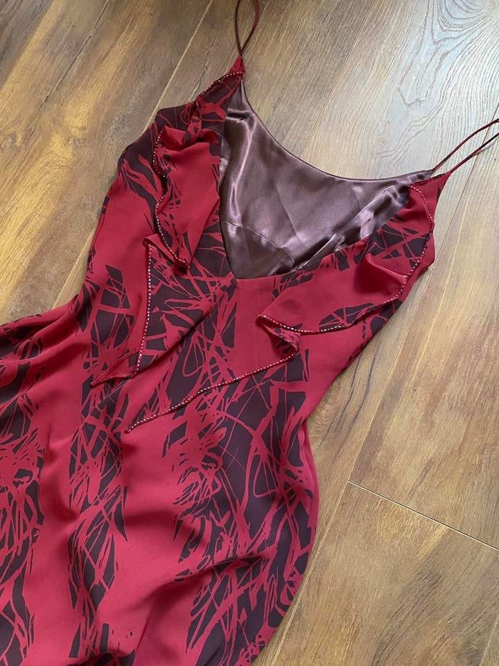 After Six red print slip dress & shawl UK 10
