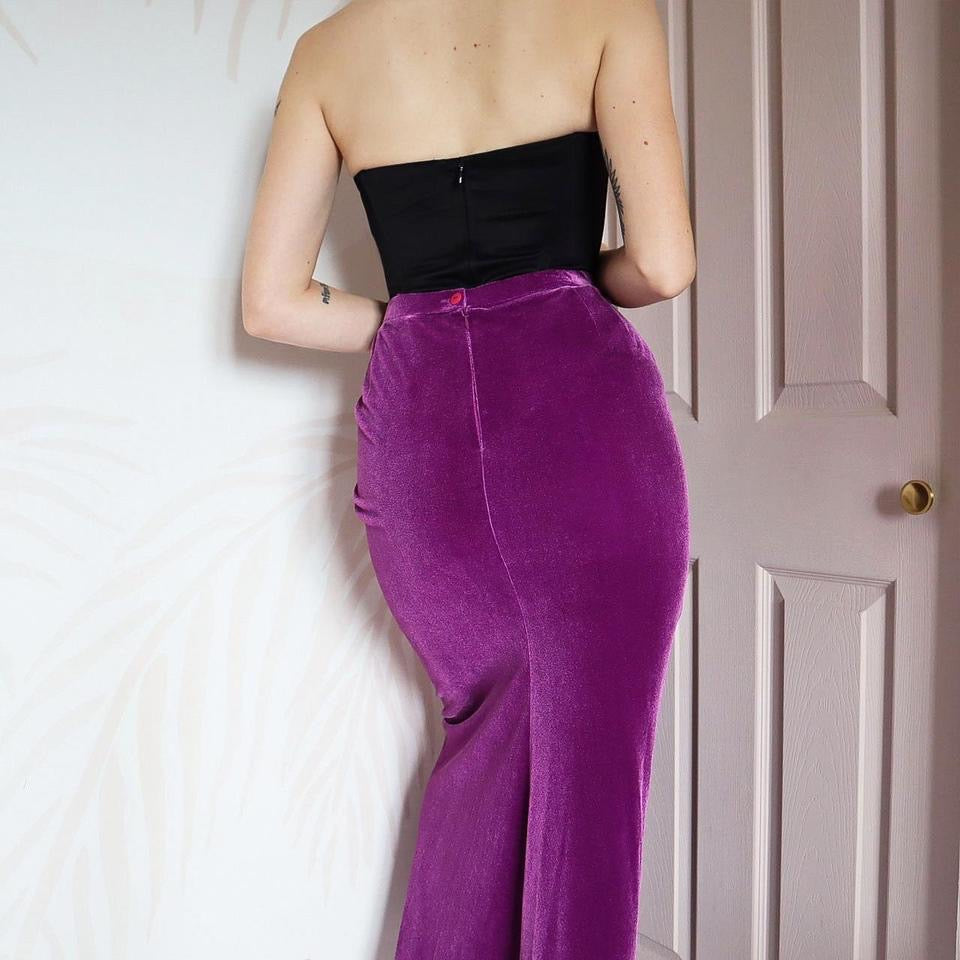 Frank Usher purple velvet maxi skirt UK 10