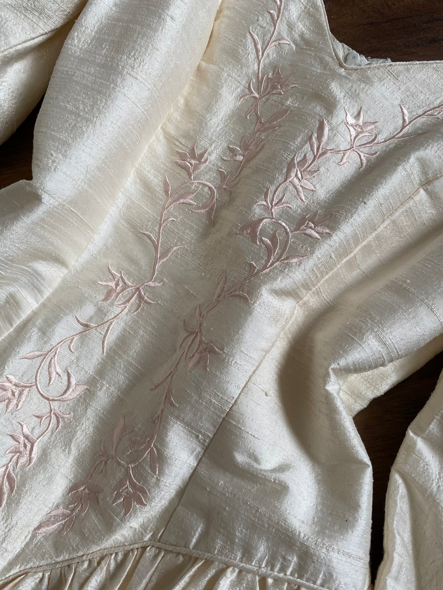 Ivory 80s 100% silk long sleeve wedding dress uk 10