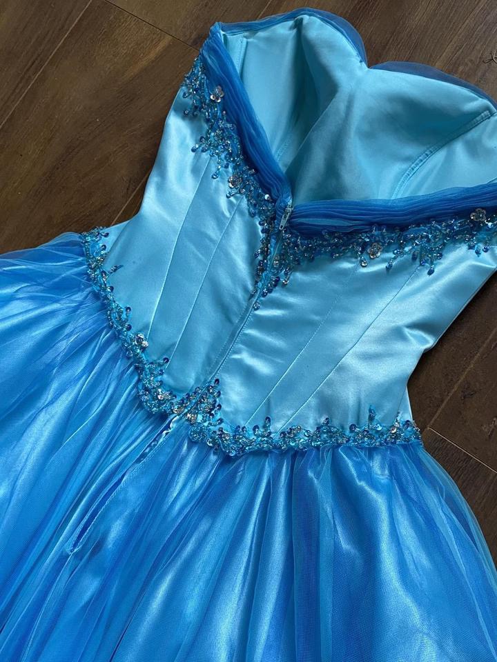 Bright blue strapless a-line prom dress uk 12