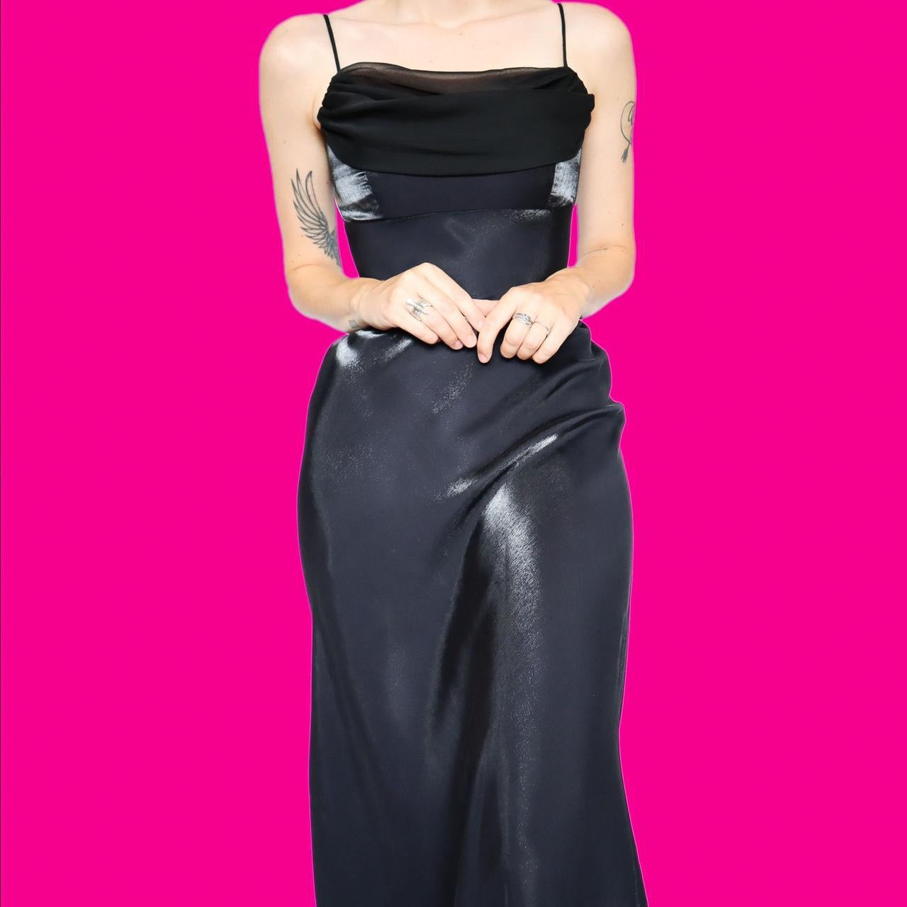 Silky black evening dress UK 12-14