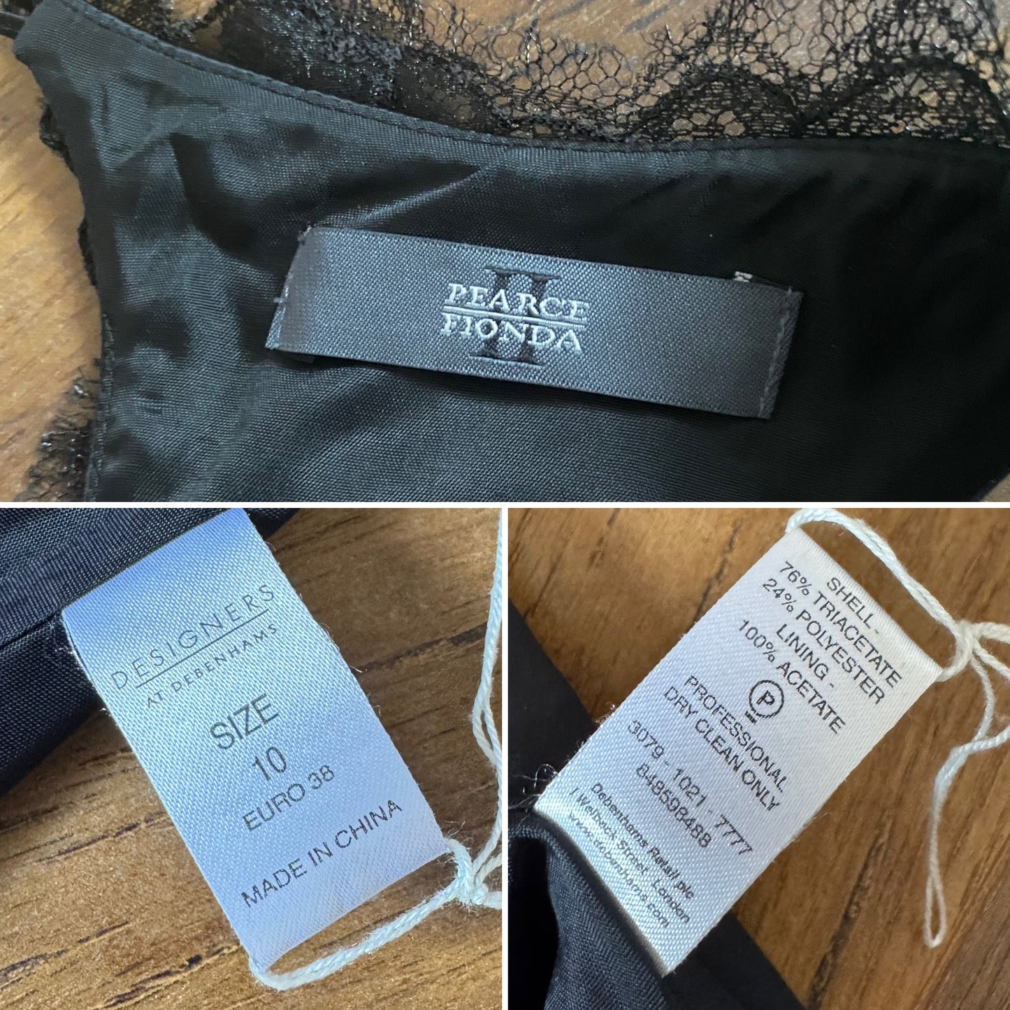 Black lace beaded open back evening dress uk 10