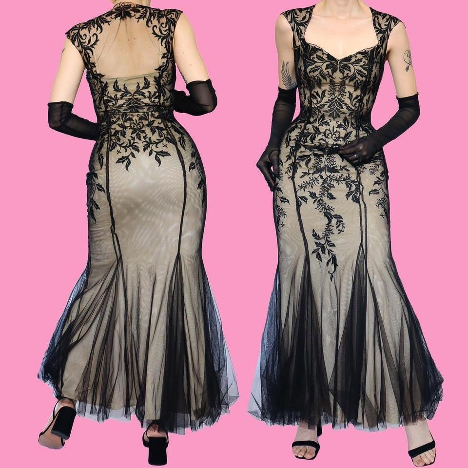 Black Pearce Fionda Lace Fishtail Dress UK 8
