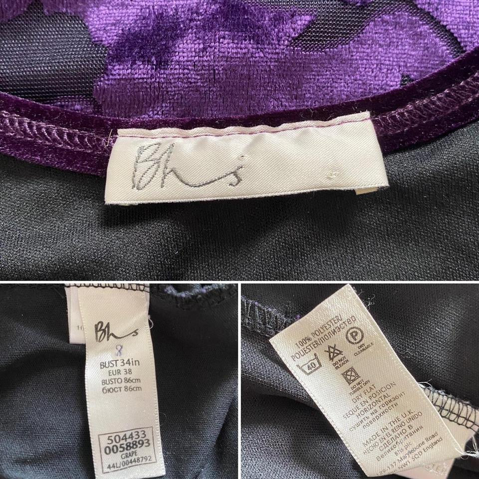 Bhs purple velvet stretch evening dress uk 10