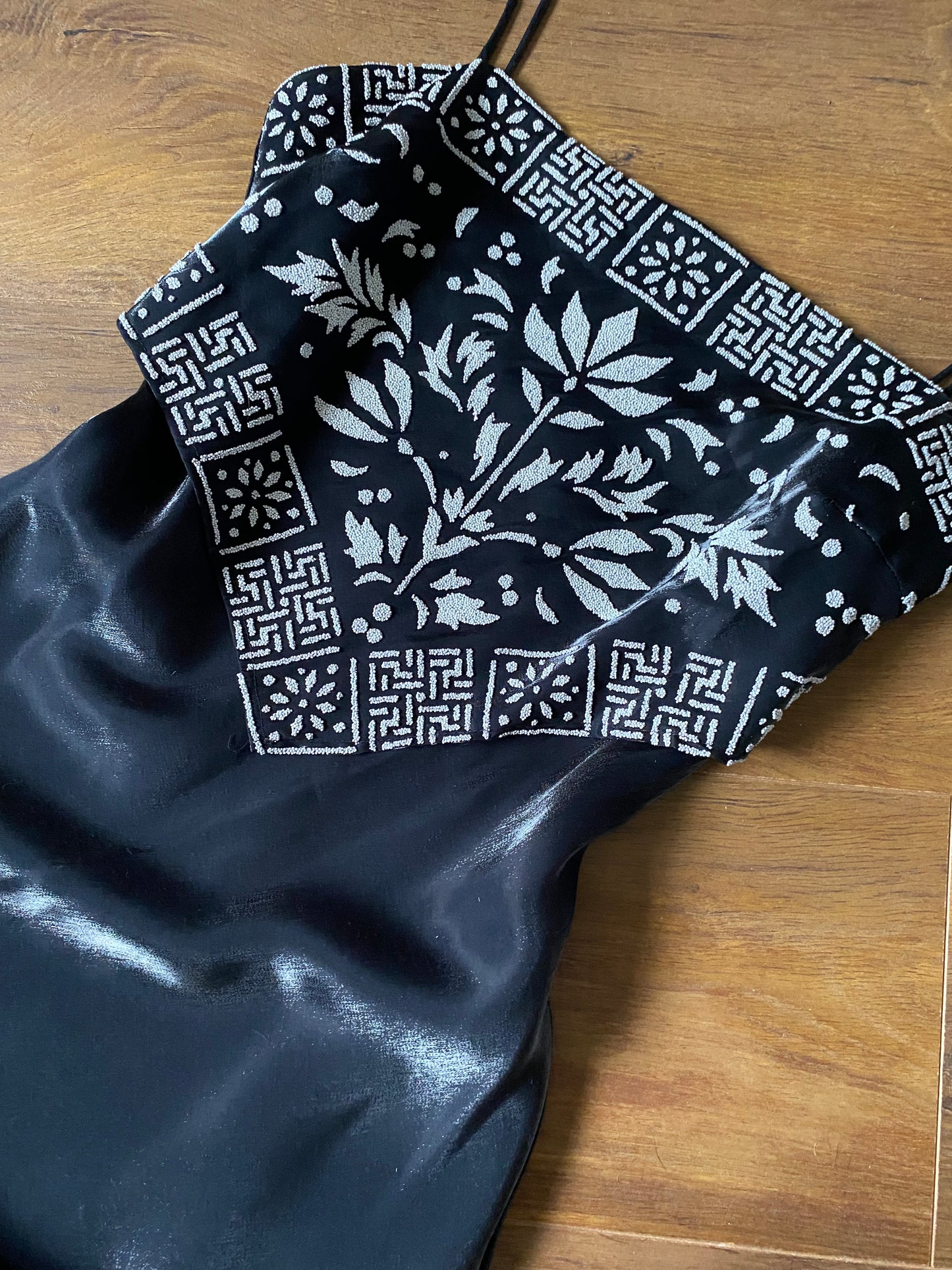 YVE London black silky slip dress UK 8-10
