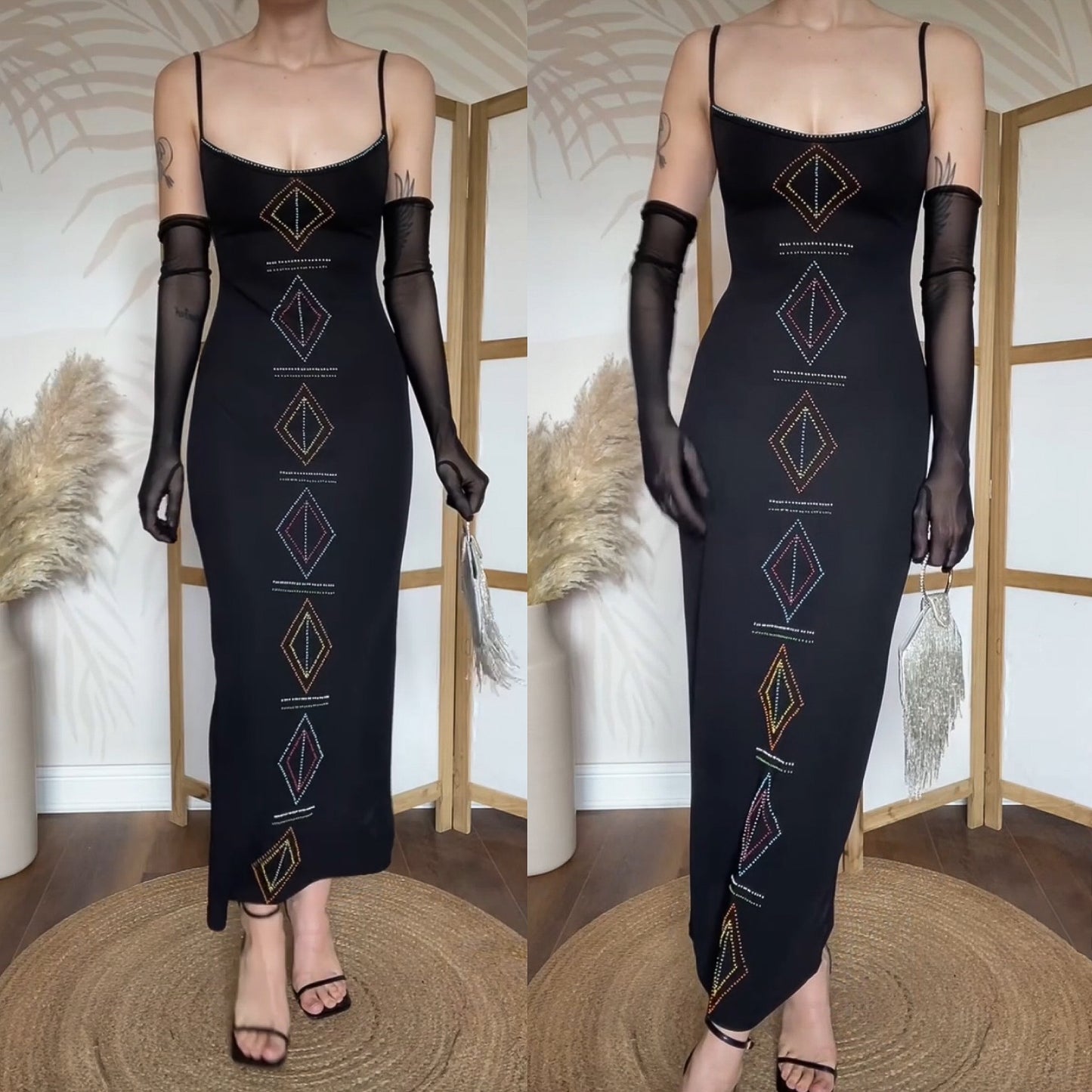 Karen Millen 90s beaded bodycon dress uk 8-10
