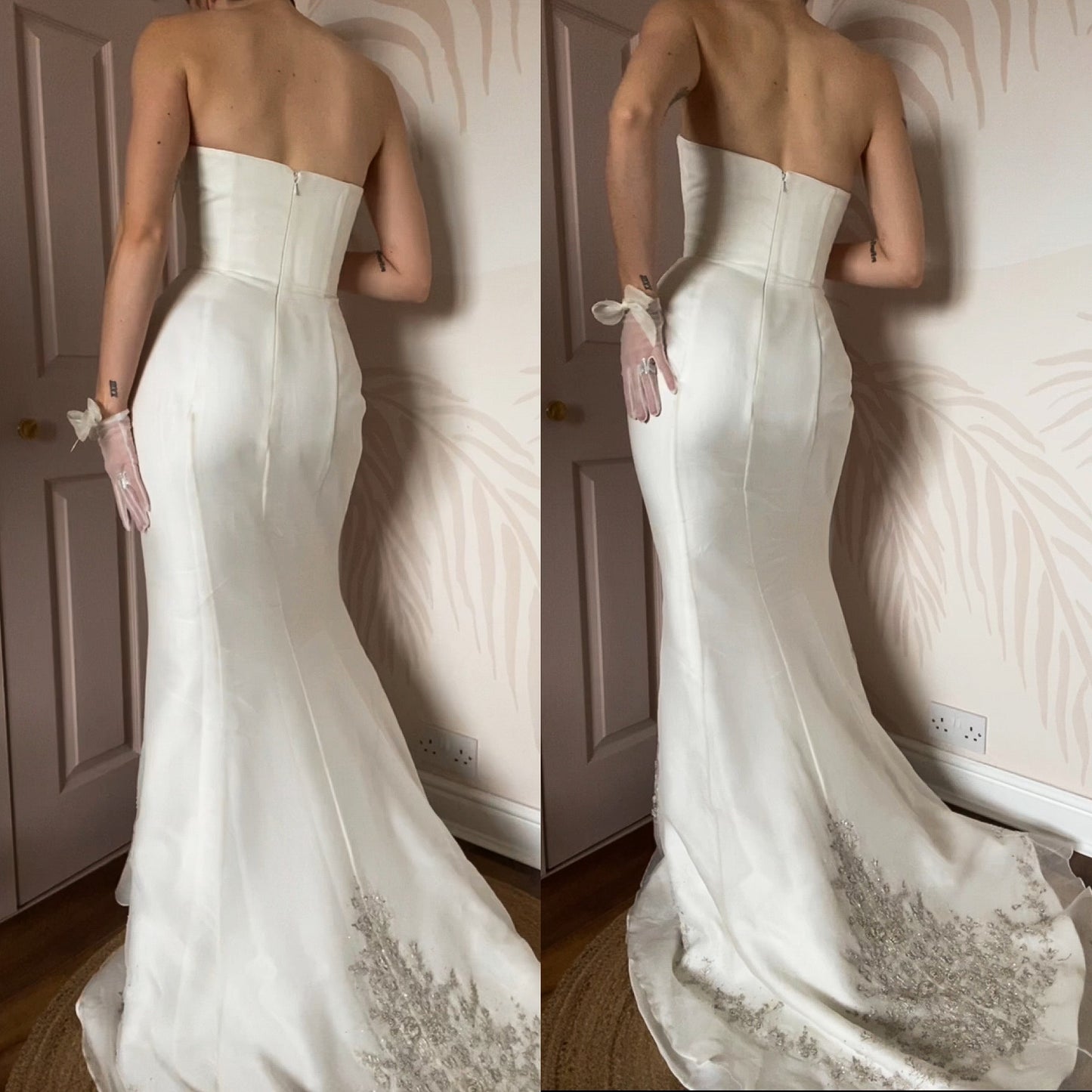 100% silk strapless wedding dress UK 12
