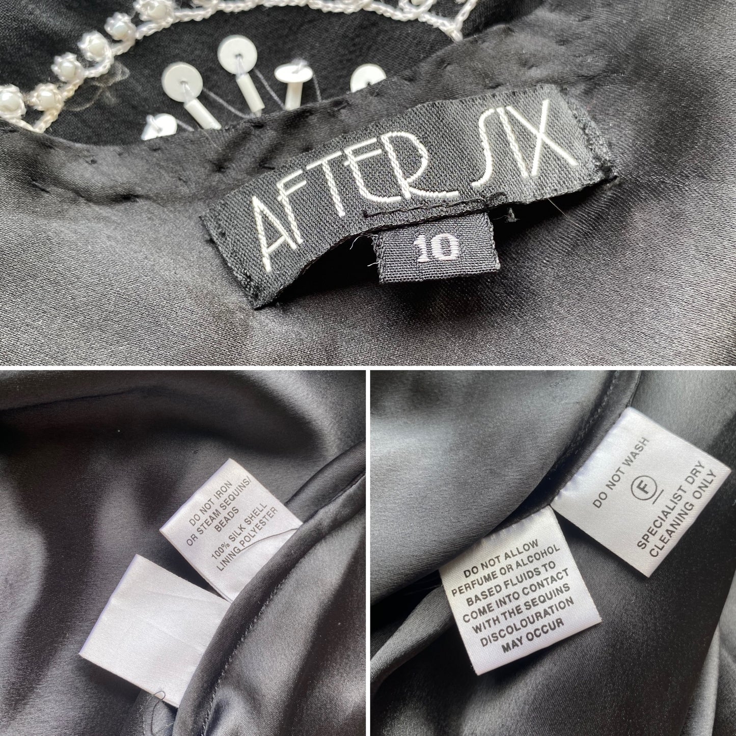 After Six black & white silk evening dress uk 10