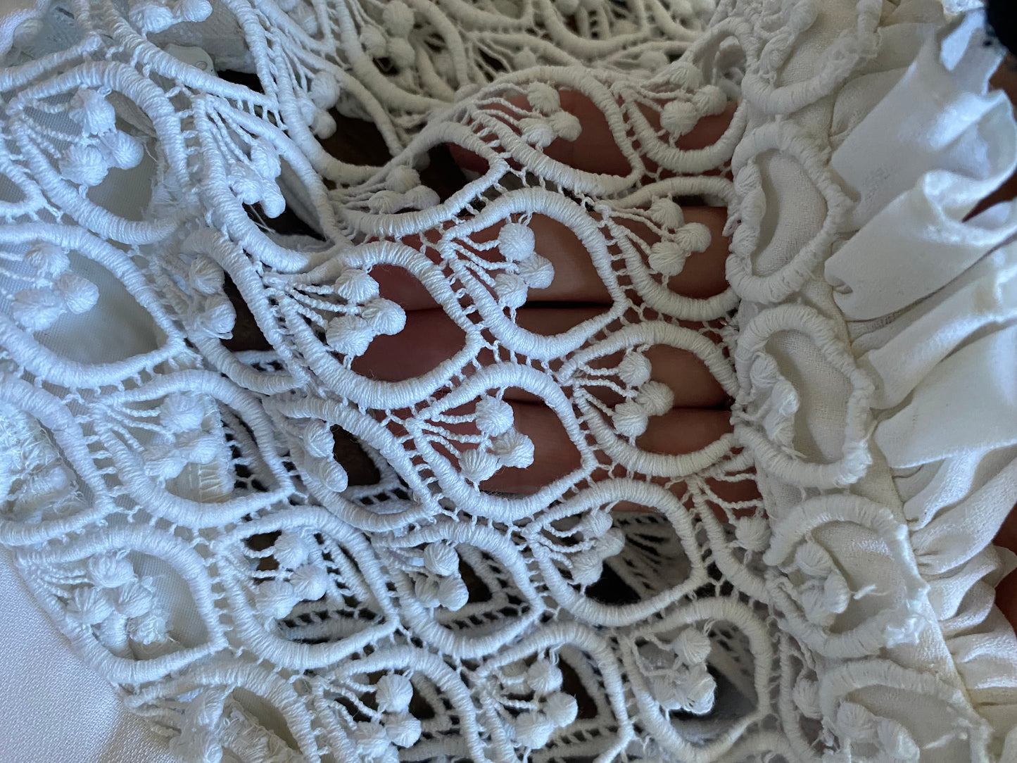 70s long sleeve crochet wedding dress UK 10