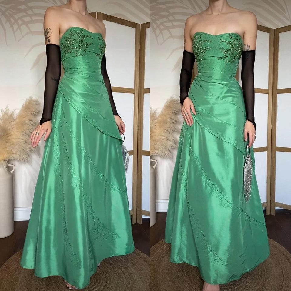 Minty green strapless beaded prom dress & shawl uk 14