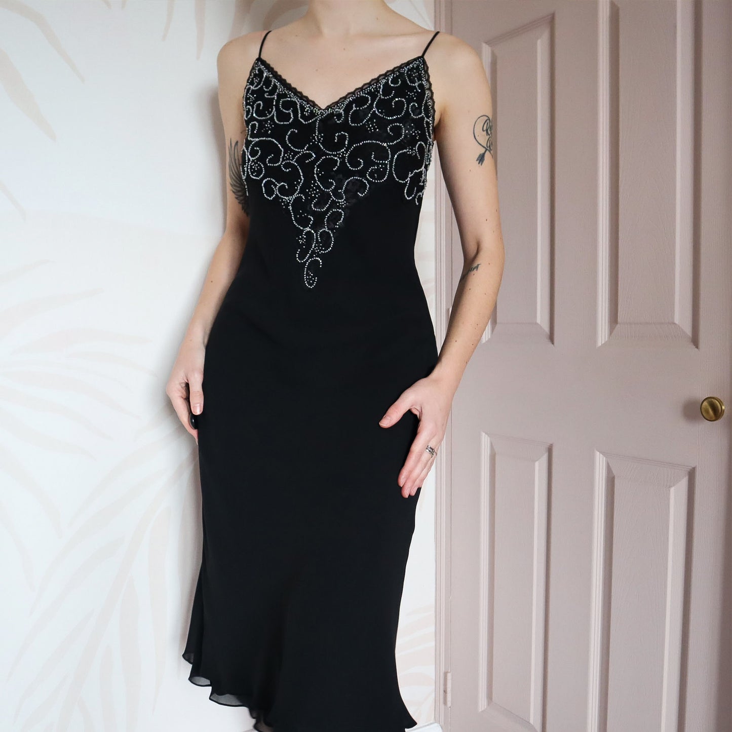 Vintage After Six 2 piece chiffon dress & shawl UK 10