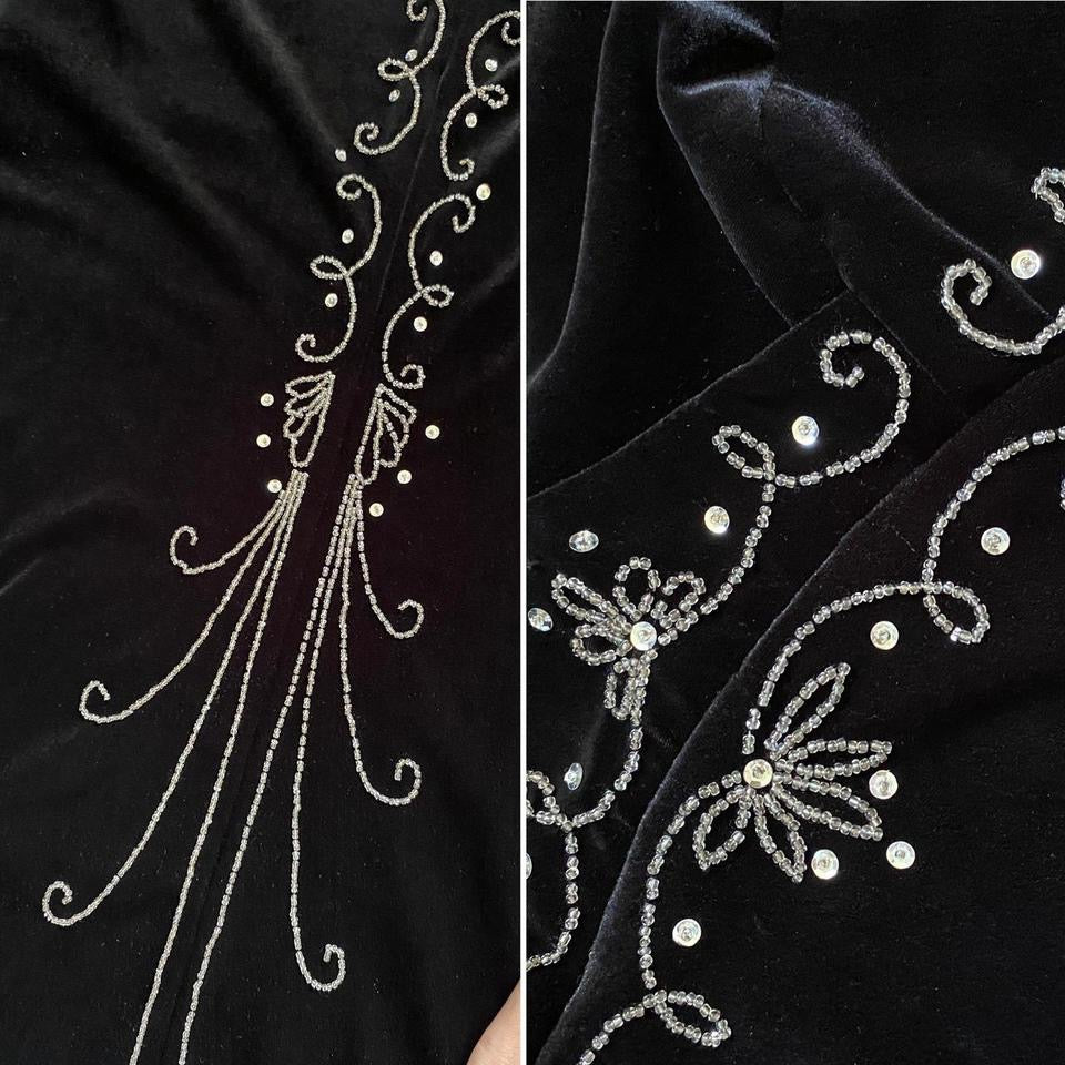 Dave & Johnny black velvet beaded halter-neck dress uk 12