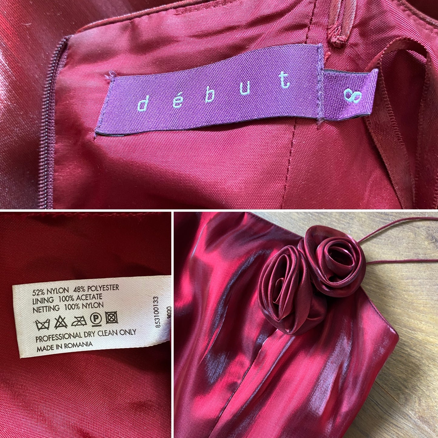 Red Debut silky a-line gown UK 6 & 8 available