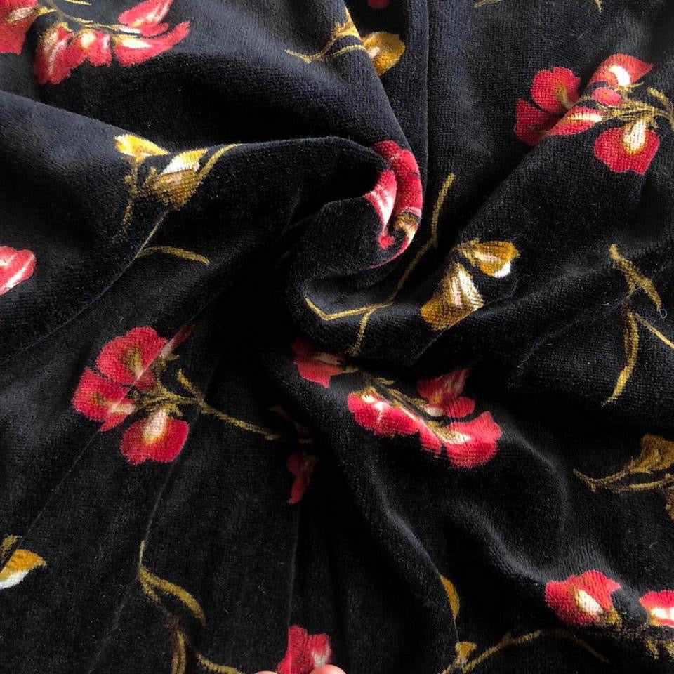 Black Monsoon velvet floral long sleeve dress UK 12