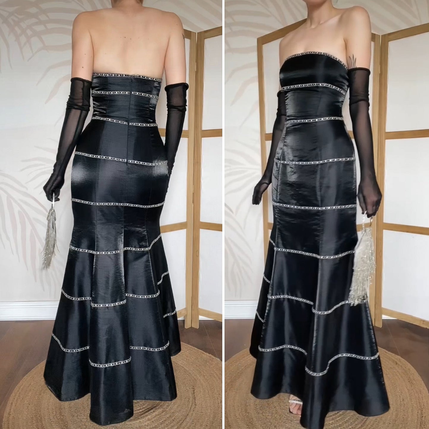Yve London black strapless fishtail gown UK 10
