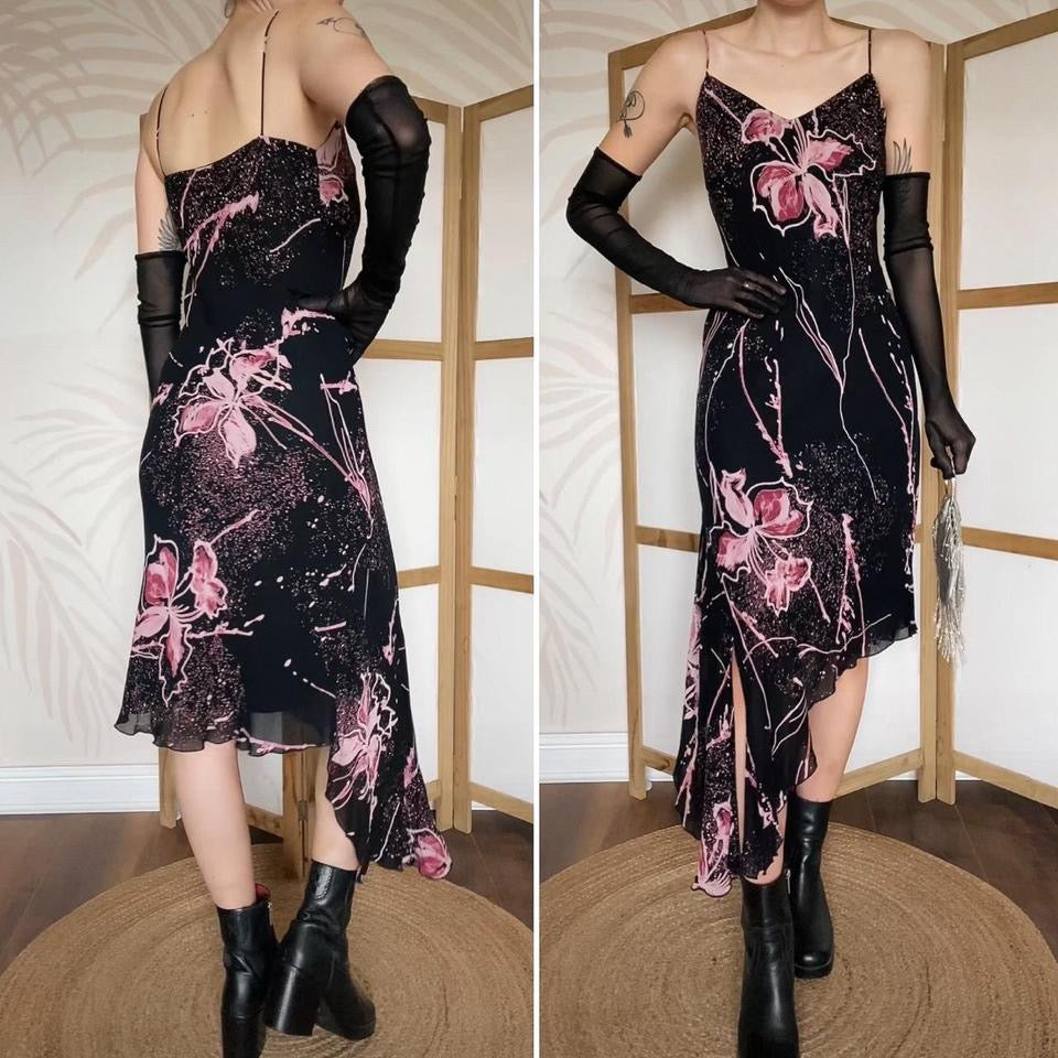 Joseph Ribkoff black & pink slip dress uk 12