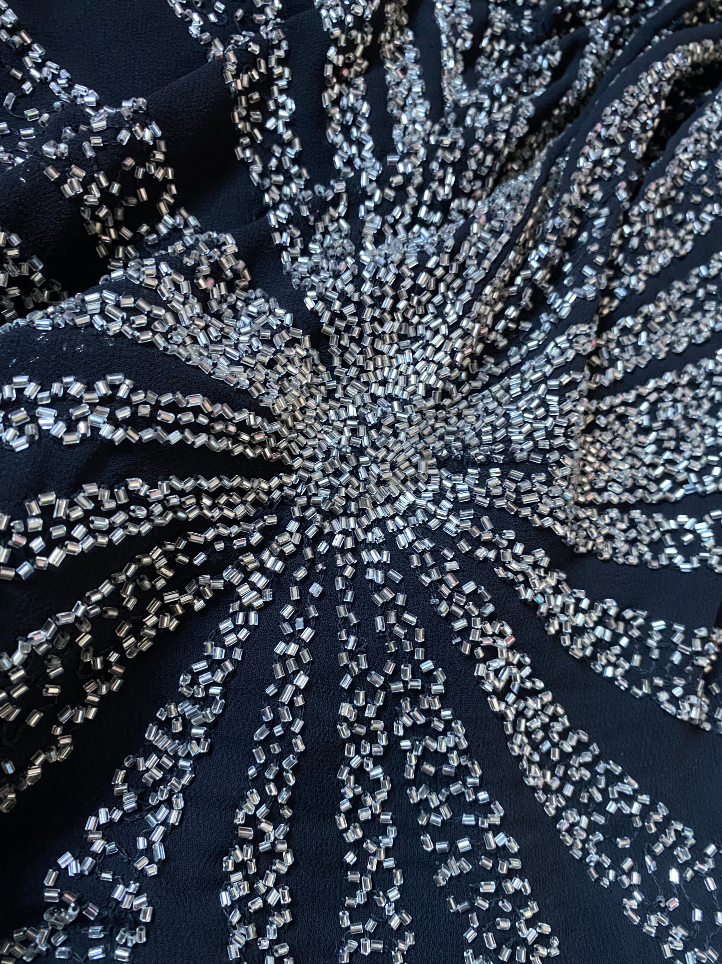 Black beaded strapless gown UK 12