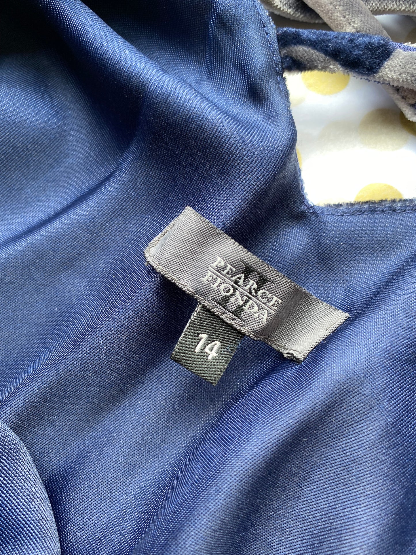 Blue velvet Pearce Fionda silk blend devore evening dress UK 14