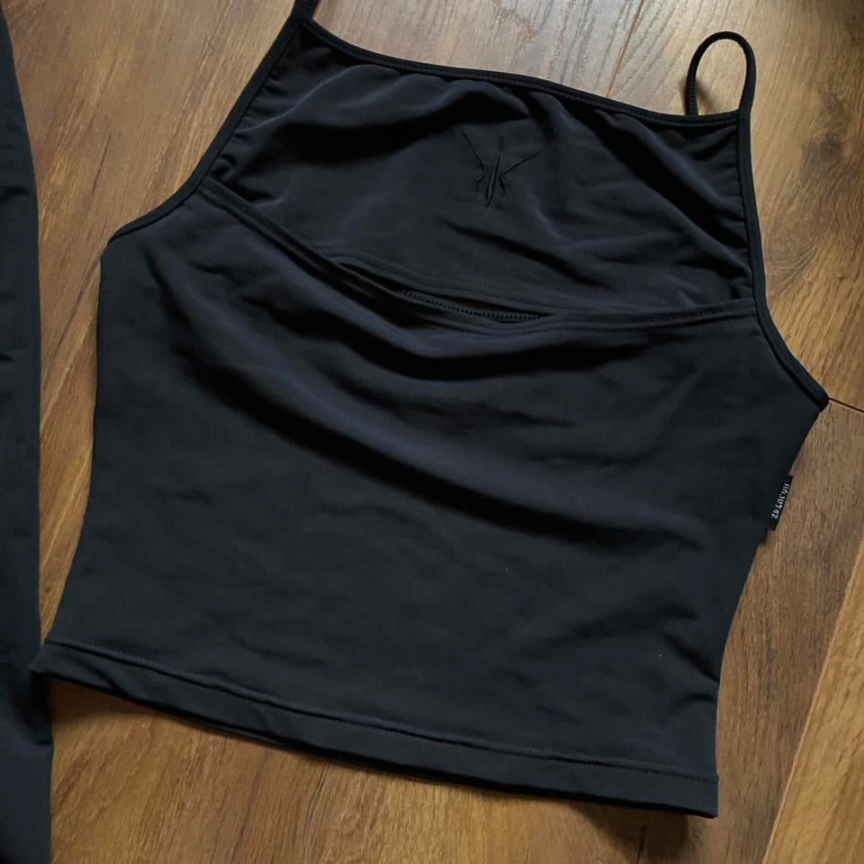 Nick Coleman black stretch cut out 2 piece set uk 10