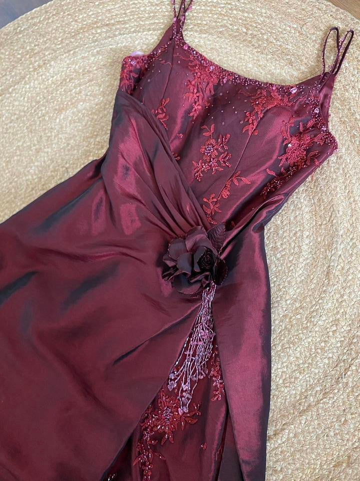 Jora Dark red lace a-line prom dress & shawl uk 12