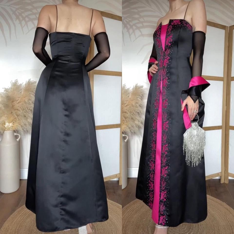 Niki Livas black & pink a-line prom dress uk 12