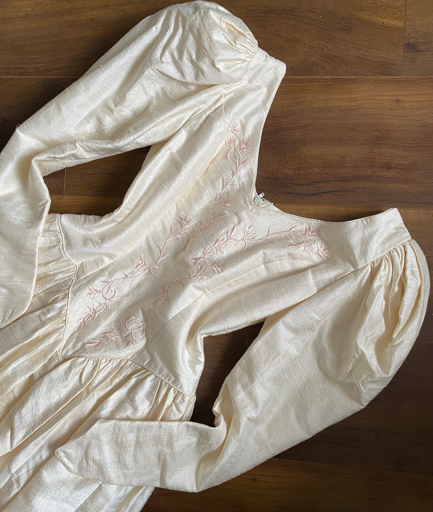 Ivory 80s 100% silk long sleeve wedding dress uk 10