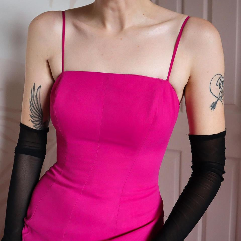 John Charles pink frilly hem evening dress UK 10