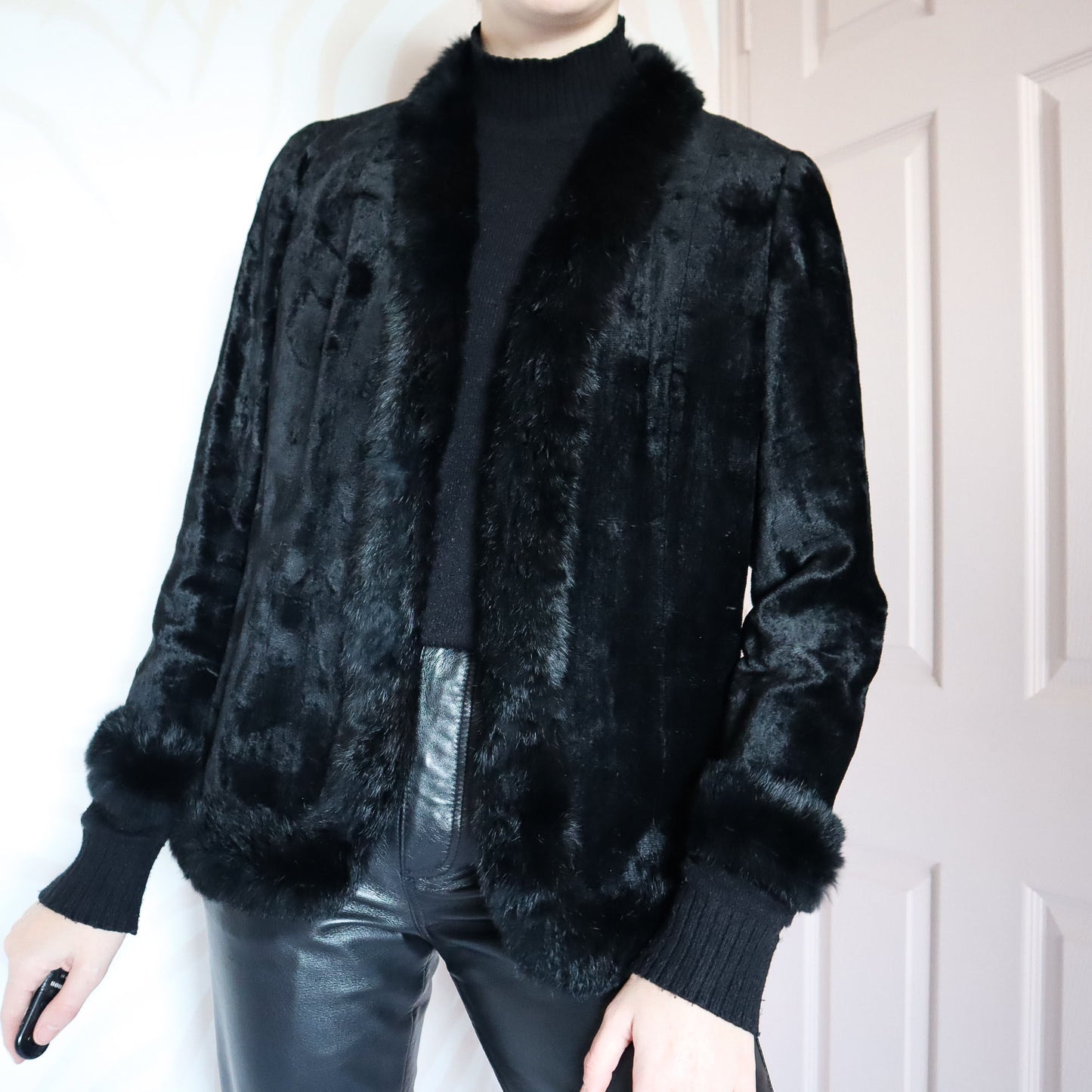 Black faux fur jacket UK M