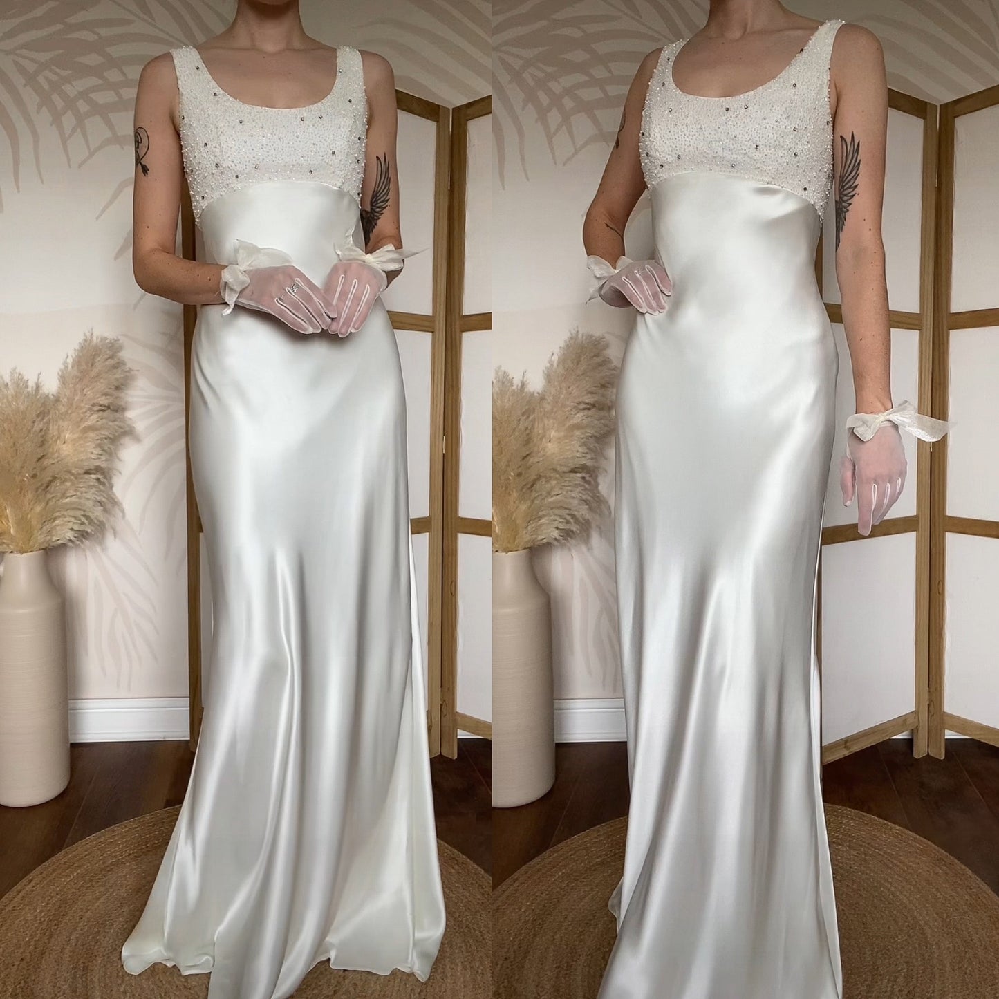 Mon Cheri Destinations satin beaded wedding dress uk 10
