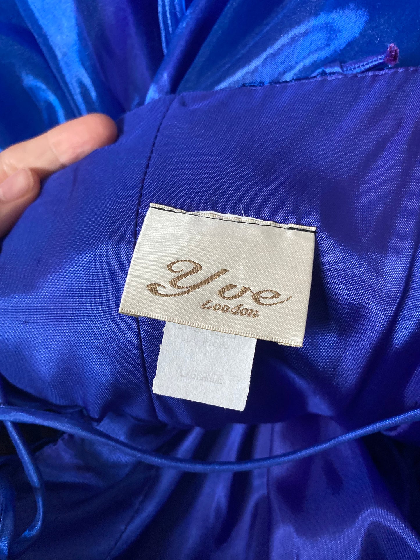 YVE London blue a-line prom dress & shawl UK 12-14