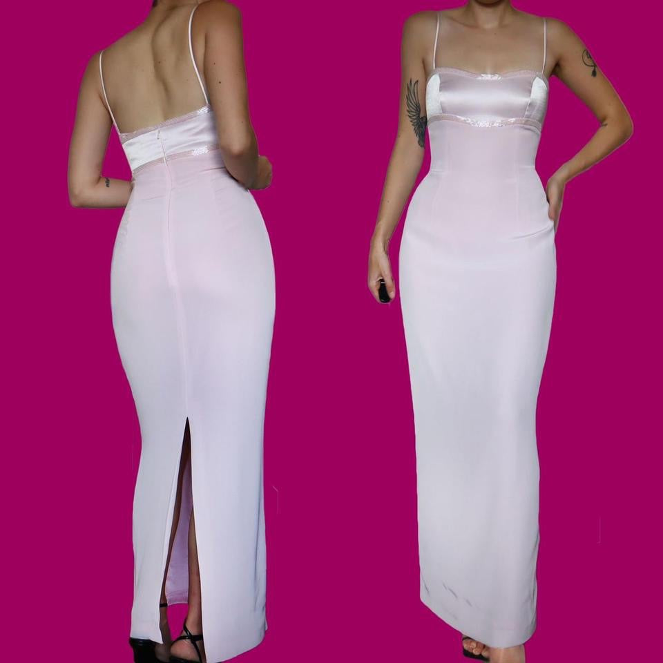 John Charles baby pink fitted evening dress UK 12