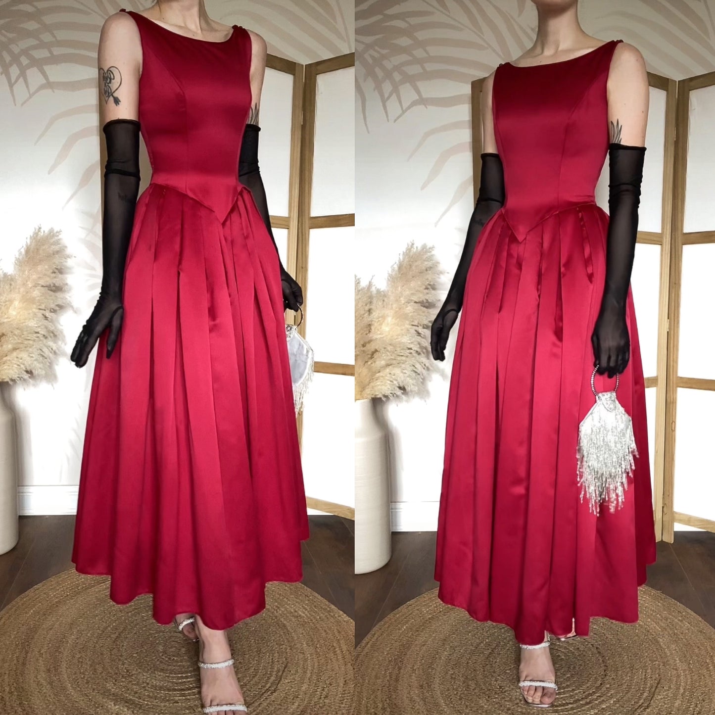 Berkertex red fit & flare evening dress uk 8