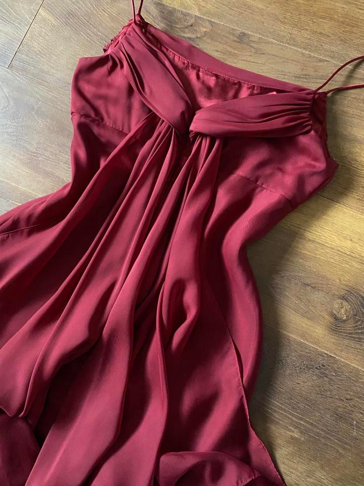 Tiffanys burgundy chiffon evening dress & shawl uk 14